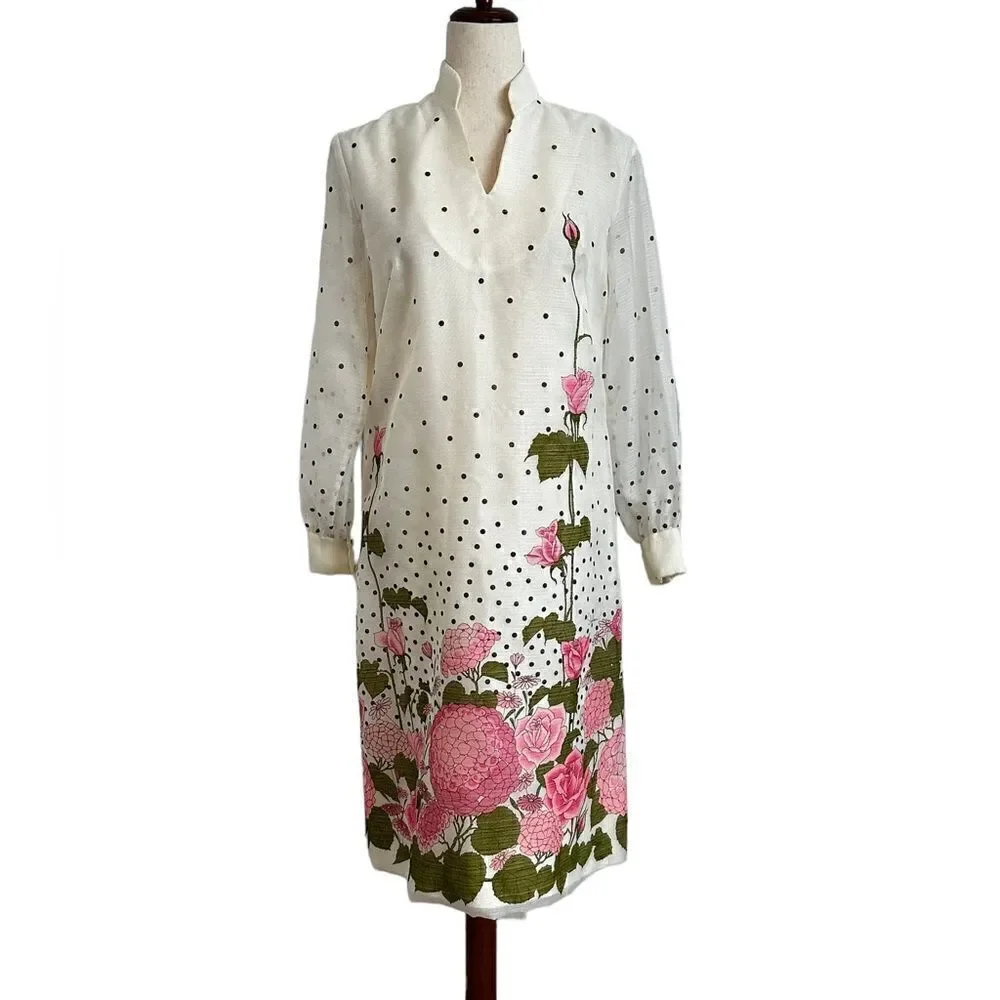 Alfred Shaheen Vintage Hawaiian Made Tulip Print Sheath Dress | Size S